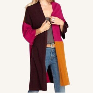 Johnny Was Wool Cashmere Kimono SMALL Colorblock Cardigan Coat Boho $395